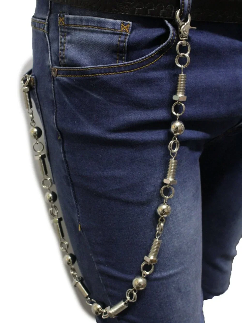NEW Men Silver Jean Chain Screw Ball Metal Wallet Key Holder Motorcycle Biker 28